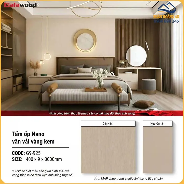 Tấm Nhựa Ốp Tường Nano Giả Vân Vải Galawood G9-925
